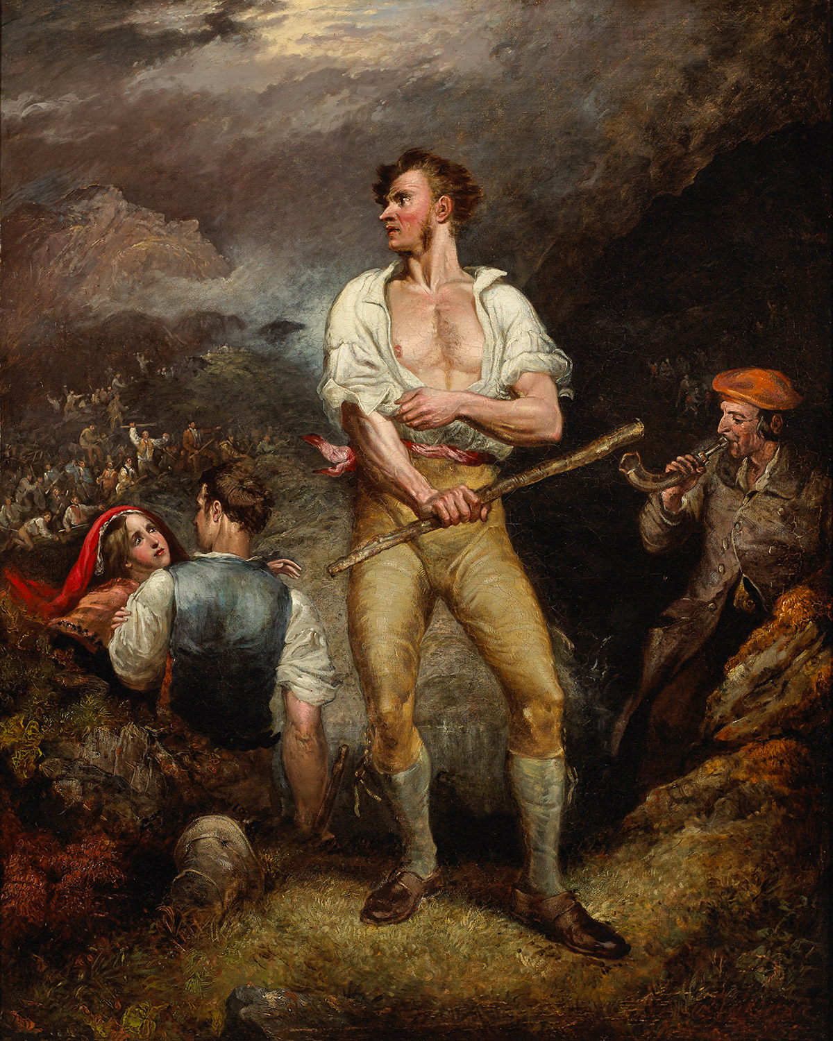 A painting entitled "The Fighter" by Daniel Macdonald